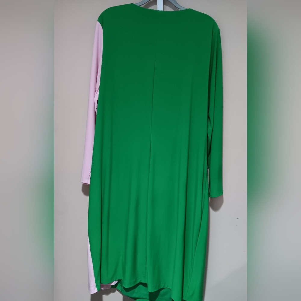 Kasper Women's (Size 3X)  Green/Pink Colorblock Knee-Length Sheath Dress (NWT) - Picture 4 of 14